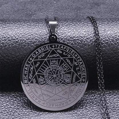 Seven Archangels Amulet Stainless Steel Necklaces Men