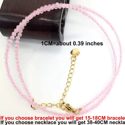 Fashion 2-3mm Faceted stone beads Necklace bracelet Pink Quartz Crystal zircon amethyst Choker Men Female Jewelry Party Gift - AMULET RING STORE
