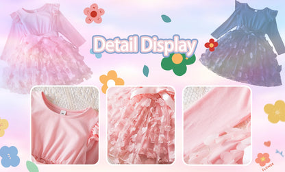 Hello Kitty Autumn Dress for Kid's Casual Clothes 3D Butterfly Cute Long Sleeve Baby Girls Princess Dress Party Dresses 2-6 Yrs
