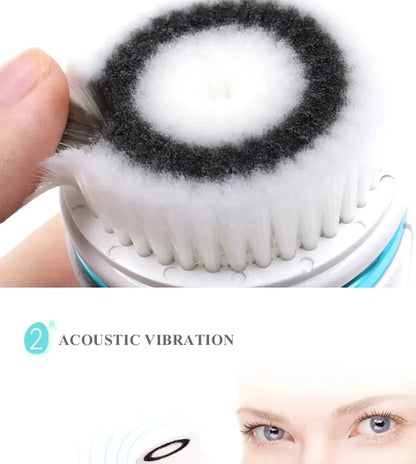 4 In 1 Electric Facial Cleansing Brush Massage Wash Rotating Face Cleansing Machine Waterproof Removal Pore Blackhead Exfoliator
