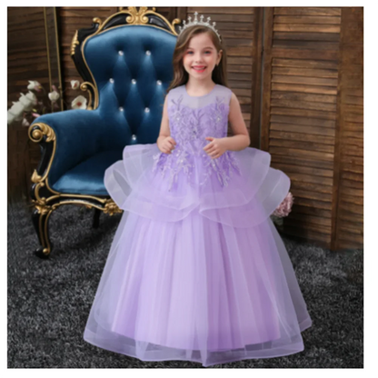 Lovely Yellow Flower Girl Dress Baby First Communion Gowns Wedding Thin Length Bow Belt Kids Birthday Gift Ball Party Clothing