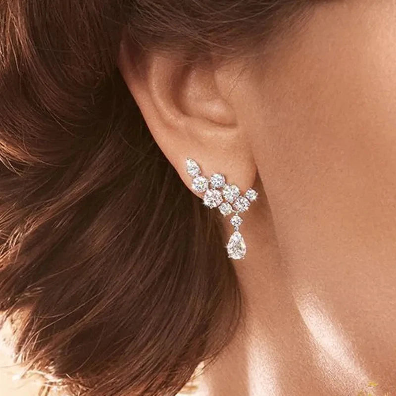 CAOSHI Graceful Luxury Pendant Earrings for Women Fashion Lady Wedding Ceremony Accessories with Dazzling Zirconia Chic Jewelry - AMULET RING STORE