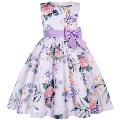 Sweet style children's dress, a dress with bow patterns suitable for middle-aged to older children, a flower girl style fashion
