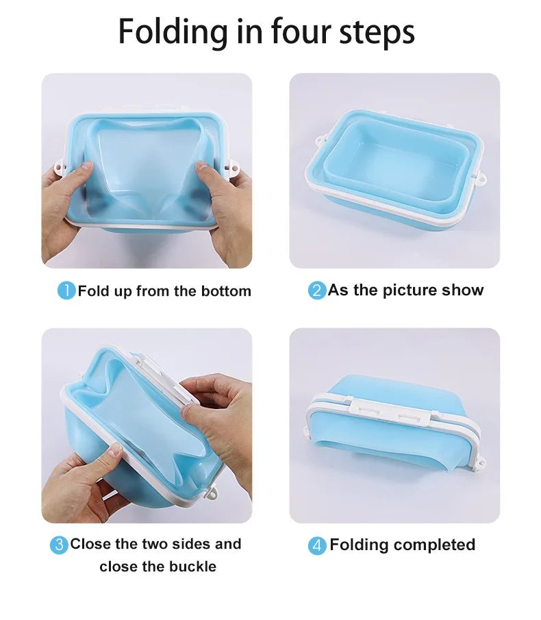 1500ML Foldable Silicone Storage Bag,Reusable Food Grade Crisper Box,Fresh-keeping Picnic Box,Microwave Heating Available - AMULET RING STORE