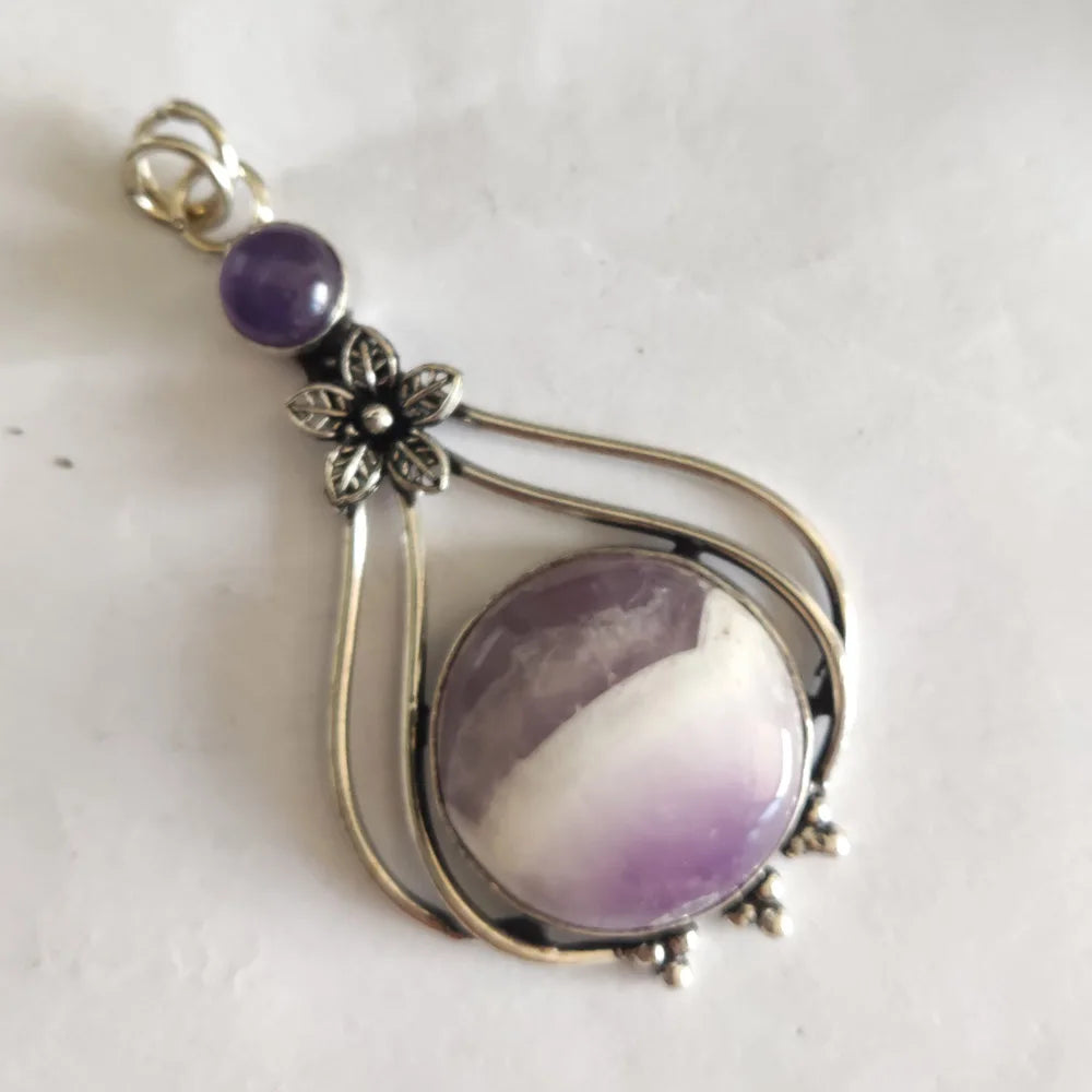 Genuine  Agate Labradorite Jasper Turquoise Rose Quartz Pendant