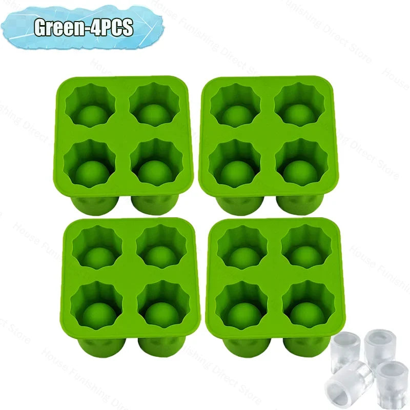 4Cup Shape Silicone Ice Cube Mold Tray for Summer Bar Party DIY Cold Drinks Kitchen Essential Ice Cup Maker Compartment Mold - AMULET RING STORE
