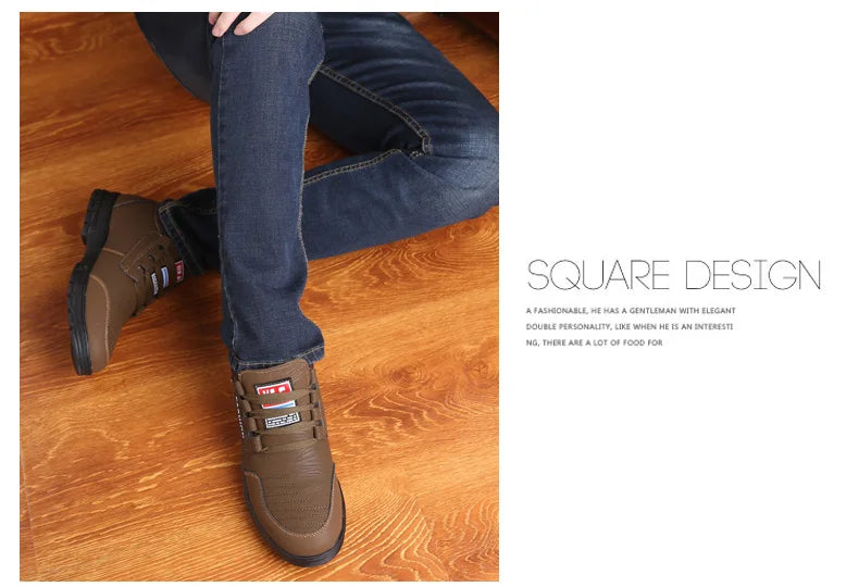 FUQIAO Hot Fur Men's Casual Shoes Warm Flats British Style Leather Footwear Comfort Non-slip Winter Boots Men Plus Size 46