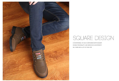 FUQIAO Hot Fur Men's Casual Shoes Warm Flats British Style Leather Footwear Comfort Non-slip Winter Boots Men Plus Size 46