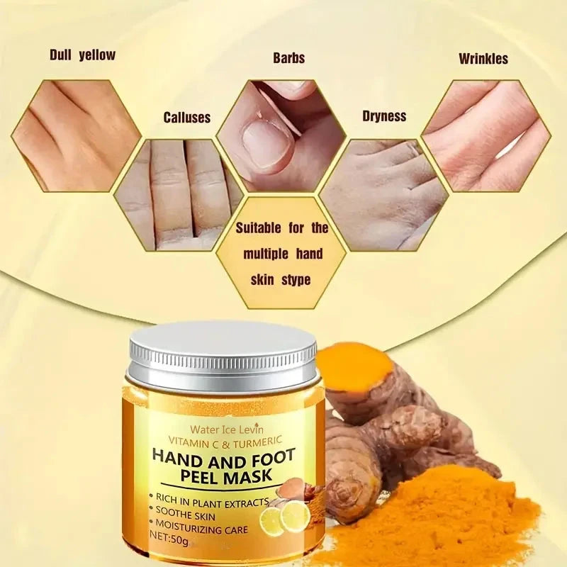Vitamin c and turmeric hand wax mask for hands and feet, smoothing skin, gently cleansing hand mask, illuminating hand skin - AMULET RING STORE