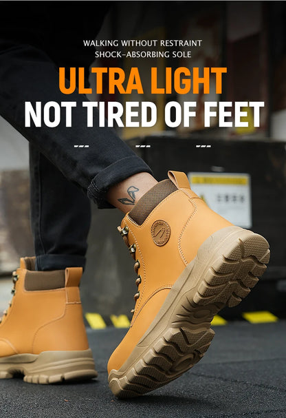 High-top PU anti-smash anti-puncture breathable safety shoes - AMULET RING STORE