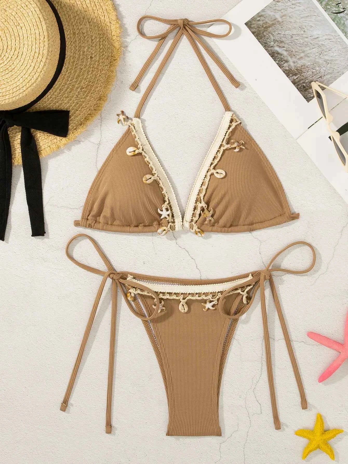 Peachtan thong bikini women push up beach swimwear 2 piece swimsuit 2024 women bikini bathing suit summer women beachwear