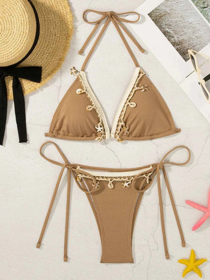 Peachtan thong bikini women push up beach swimwear 2 piece swimsuit 2024 women bikini bathing suit summer women beachwear