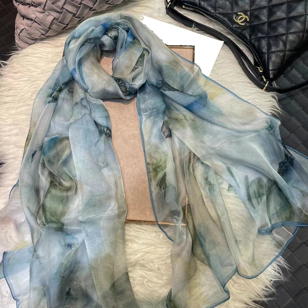 BYSIFA|New Black Pink Peony 100% Silk Shawl Scarf Women Chiffon Long Silk Scarves Cape Summer Foulard Winter Brand Scarves Wraps