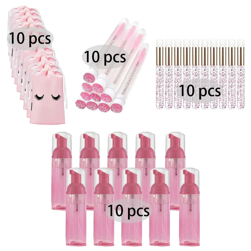 20/40PCS Suit 60ML Empty Pump Bottle Eyelash Shampoo Care Makeup Tool Travel Foam Dispenser Bottle Plastic Cleanser Soap Care - AMULET RING STORE