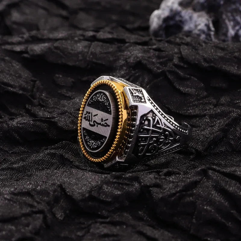 Men's Atmospheric Retro Ring Copper Two-Color Electroplating Fashion Punk Style Jewelry - AMULET RING STORE