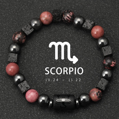 12 Zodiac Signs Natural Stone Bracelets Taurus Cancer Virgo Pisces Bracelets Ladies Men Couples Gift Bracelet aquarius