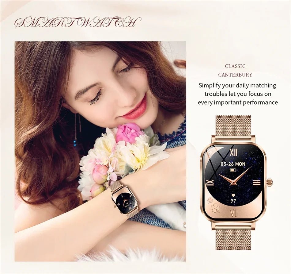 2025 New Xiaomi Fashion Women Smartwatch AMOLED HD Screen Heart Rate Blood Oxygen Monitoring BT Call Sports Smartwatch Woman