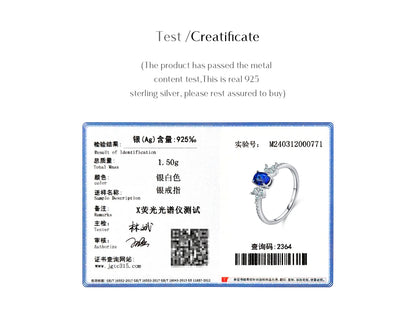 MODIAN 925 Sterling Silver Classic Oval Royal Blue Cubic Zirconia Ring For Women Wedding Engagement Statement Fine Jewelry