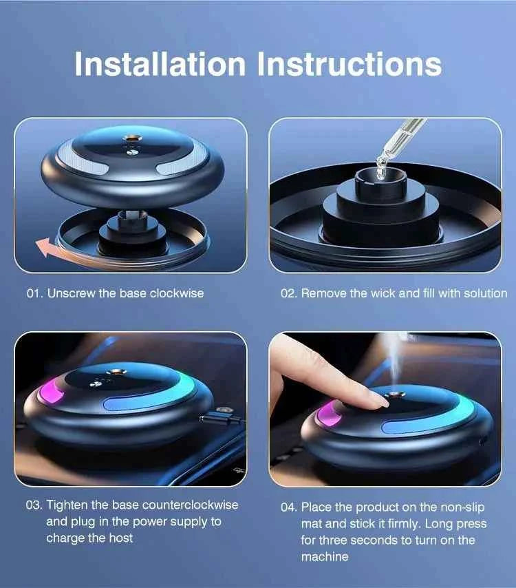 Smart Car Humidifier Essential Oil Diffuser LED Light Fragrance Aromatherapy  Air Freshener  Perfume Car Diffuser