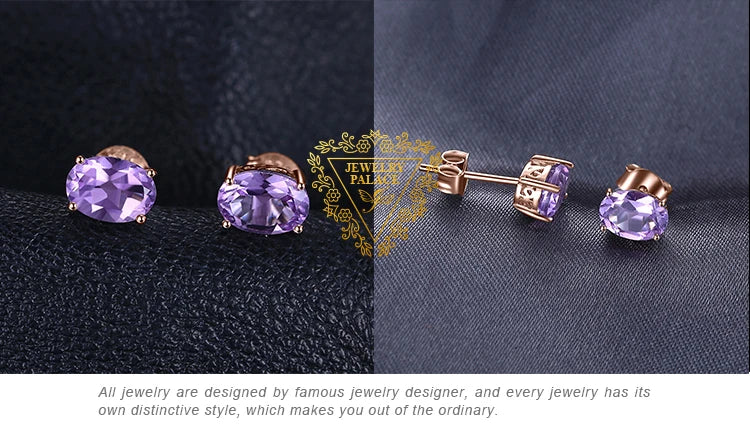 JewelryPalace Rose Gold Yellow Gold Plated Oval Natural Amethyst Citrine Garnet Topaz Peridot 925 Sterling Silver Earrings Woman
