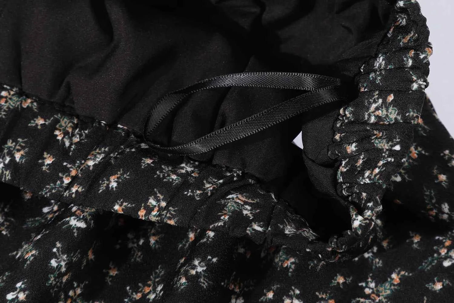 High Waist Vintage Floral Printed Women's Umbrella Skirts 2025 New Spring Autumn Black Casual Loose Straight A-line Skirt Female