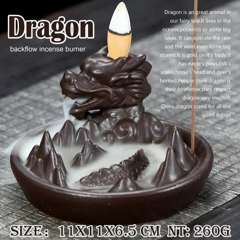 Y The Western Pterosaur Backflow Incense Burner Dragon for Incense Sticks Living Room Smoke Waterfall Incense Base Ceramic Stove - AMULET RING STORE