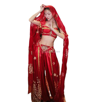 2025 summer new Indian traditional clothing Indian dance costumes improved saree women sexy Indian sequins belly dance dress a6