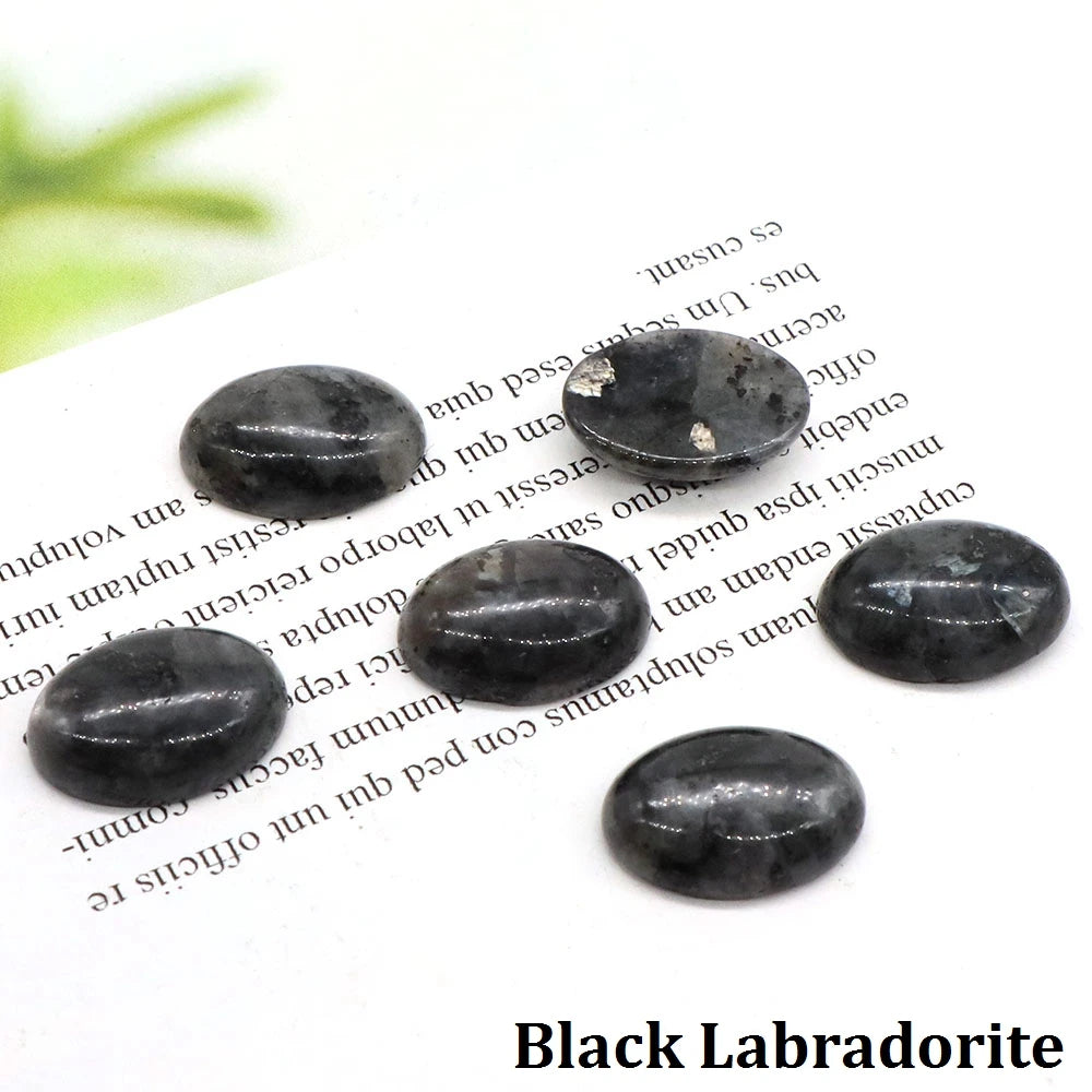 5pcs/Lot Natural Crystals Stone Oval Cabochon Beads Flat Back Cab Cameo DIY Ring Pendant Necklace Jewelry Making Accessories