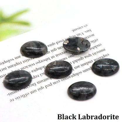 5pcs/Lot Natural Crystals Stone Oval Cabochon Beads Flat Back Cab Cameo DIY Ring Pendant Necklace Jewelry Making Accessories