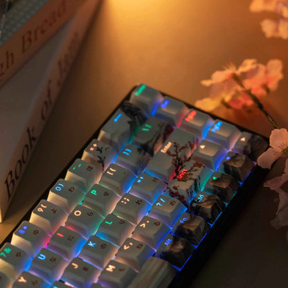 127 Keys Plum Blossom Top Backlit Cherry Profile Keycap PBT Keycap Dye-Sub Cherry MX Switches For Gamer Mechanical Keyboard