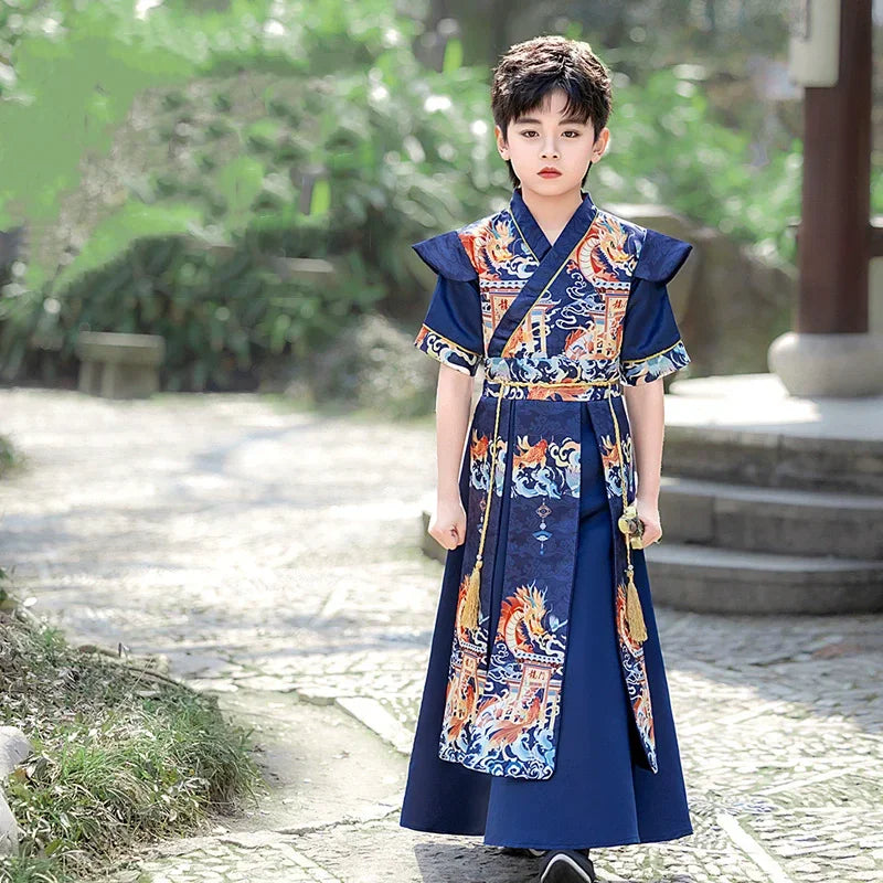 Long Sleeve Boy Hanfu Modern Dress Baby Cosplay Boys Outfit Ancient Stage Kids Clothing Vestidos Casual Children Chinese Costume