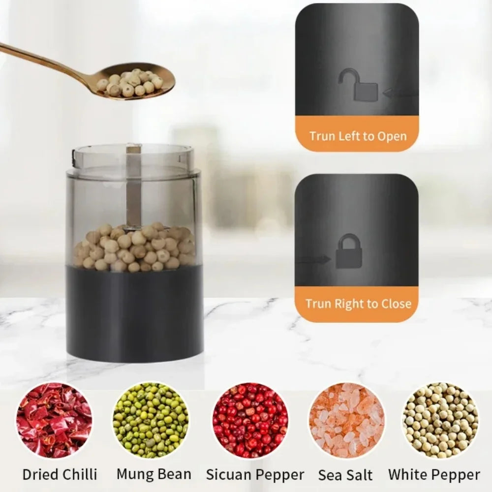 USB Rechargeable Electric Salt and Pepper Grinder Adjustable Coarseness Large Capacity Auto Spices Grinders Kitchen Cooking Tool - AMULET RING STORE