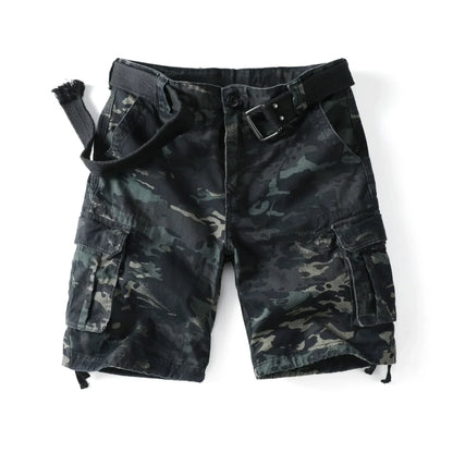 Men's Camo Cargo Shorts for Men Cotton Casual Outdoor Work Relaxed Fit Shorts with Multi-Pockets (no belt)