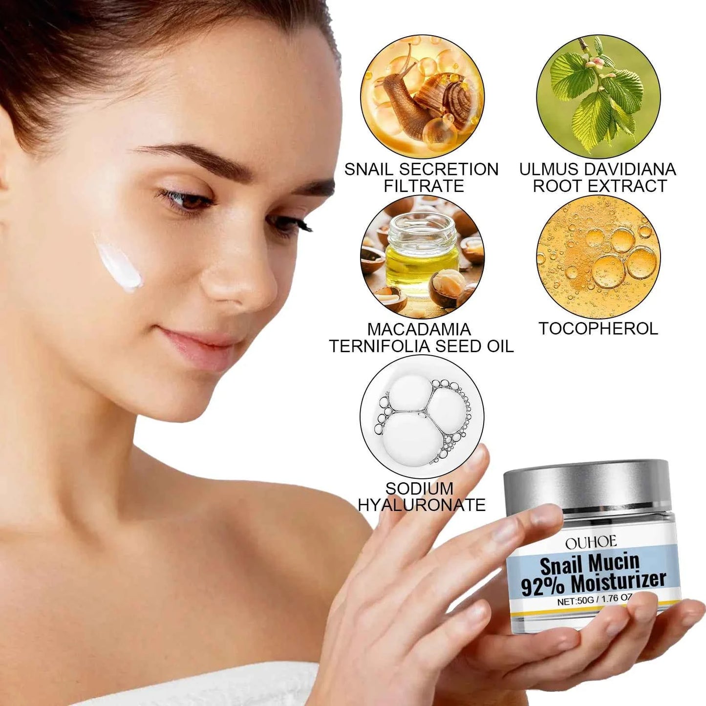 Snail Mucin Cream Argan Seed Oil Moisturizing Nourishing Repairing Lighten Fine Lines Lifting Firming Skin Care Day Cream