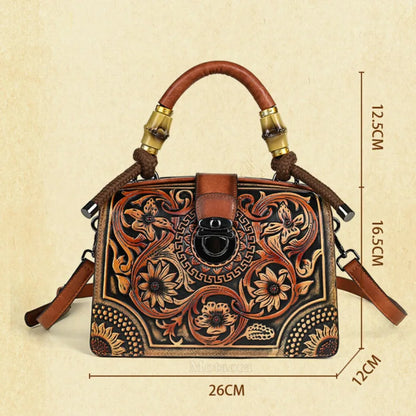Motaora New Embossed Shoulder Bag For Women's 2025 Vintage Handmade Handbag Female PU Leather Big Capacity Crossbody Bags Purse