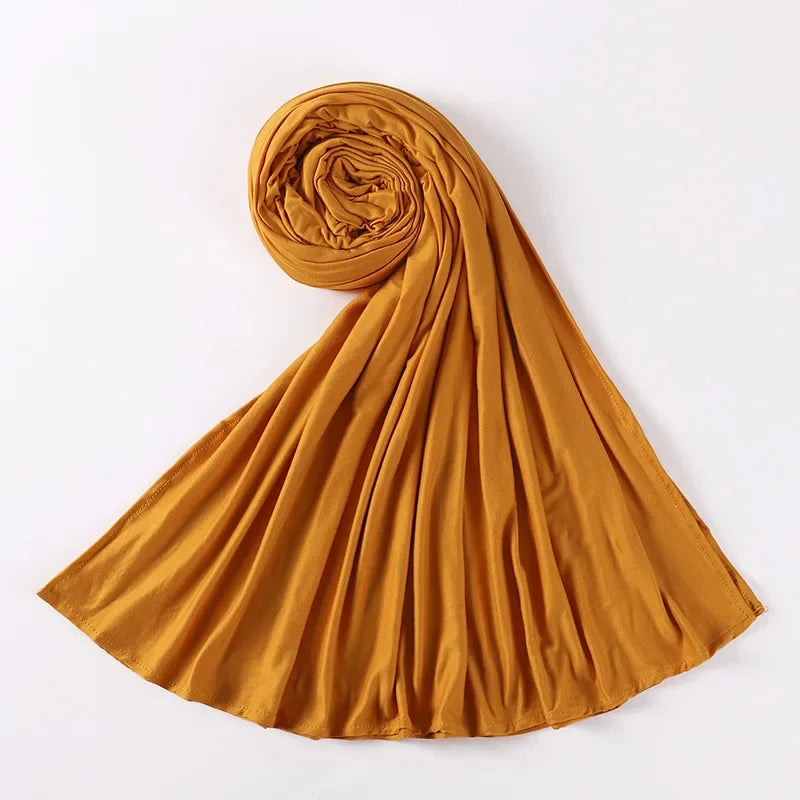 Newest Milk Silk Jersey Hijabs for Women Soft Warm Muslim Woman Turban Hoofddoek Headscarf Good Stitch Stretch Jesey HIjab Scarf - AMULET RING STORE