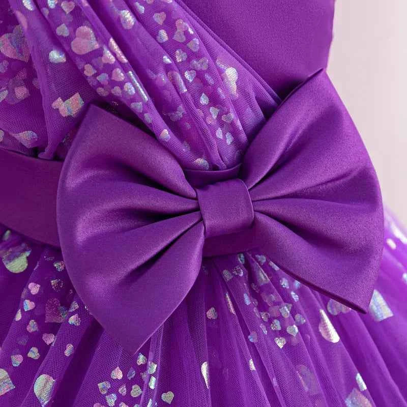 New Single Shoulder Bow Girl's Princess Dress Children's Day Performance Evening Dress Birthday Party Girl's Baby Dress
