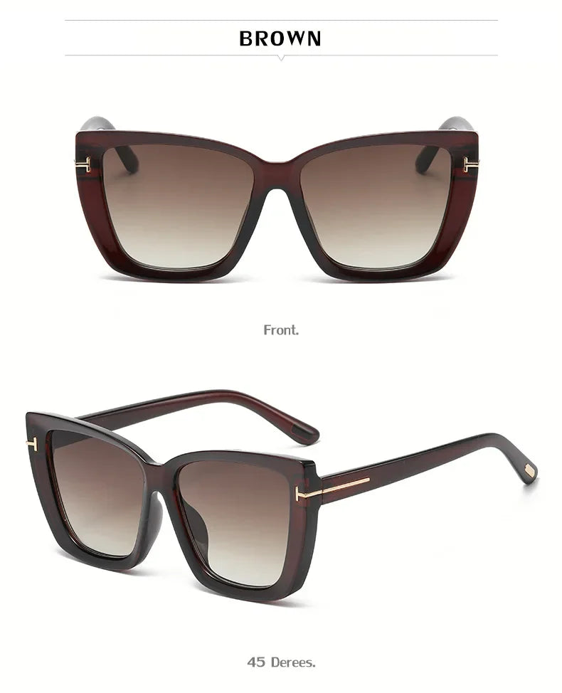 New Square Designer Cat Eye Sunglasses Women Vintage High Quality Sun Glasses Fashion Big Frame Cool Sexy Female Oculos