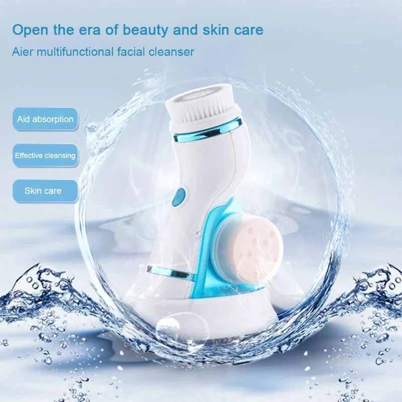 4 In 1 Electric Facial Cleansing Brush Massage Wash Rotating Face Cleansing Machine Waterproof Removal Pore Blackhead Exfoliator