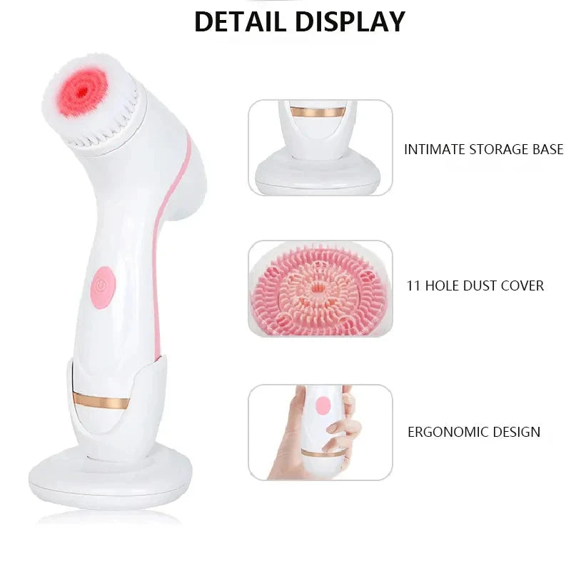 3 In 1 Electric Cleansing Brush Vibrations Facial Cleaner Face Massager Sonic Rotating Cleansing Brush Face Deep Cleansing Tool
