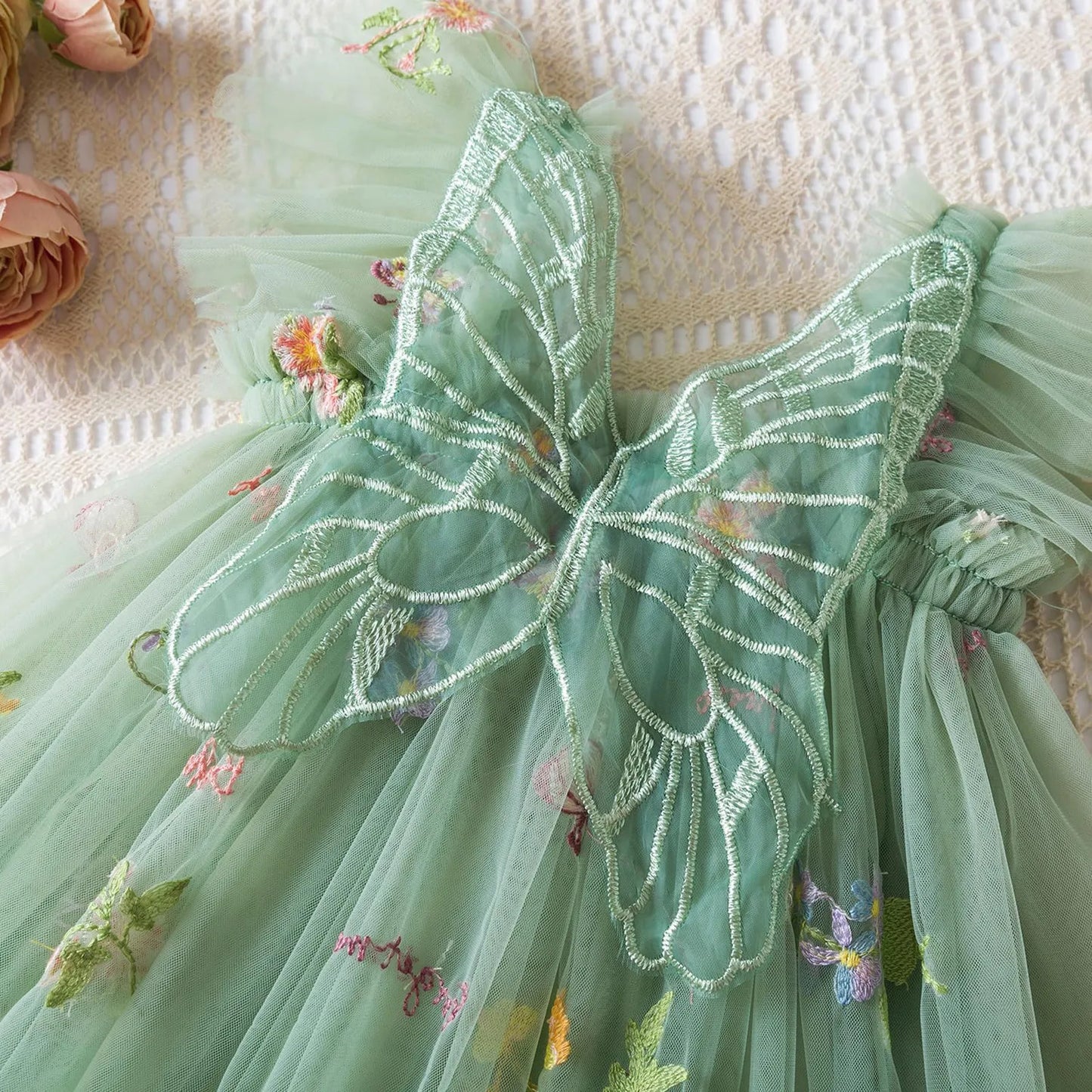Delicate Party Prom Evening Dress Colorful Flower Embroidery Dresses Fashion Butterfly Princess Dress Birthday Princess Clothes