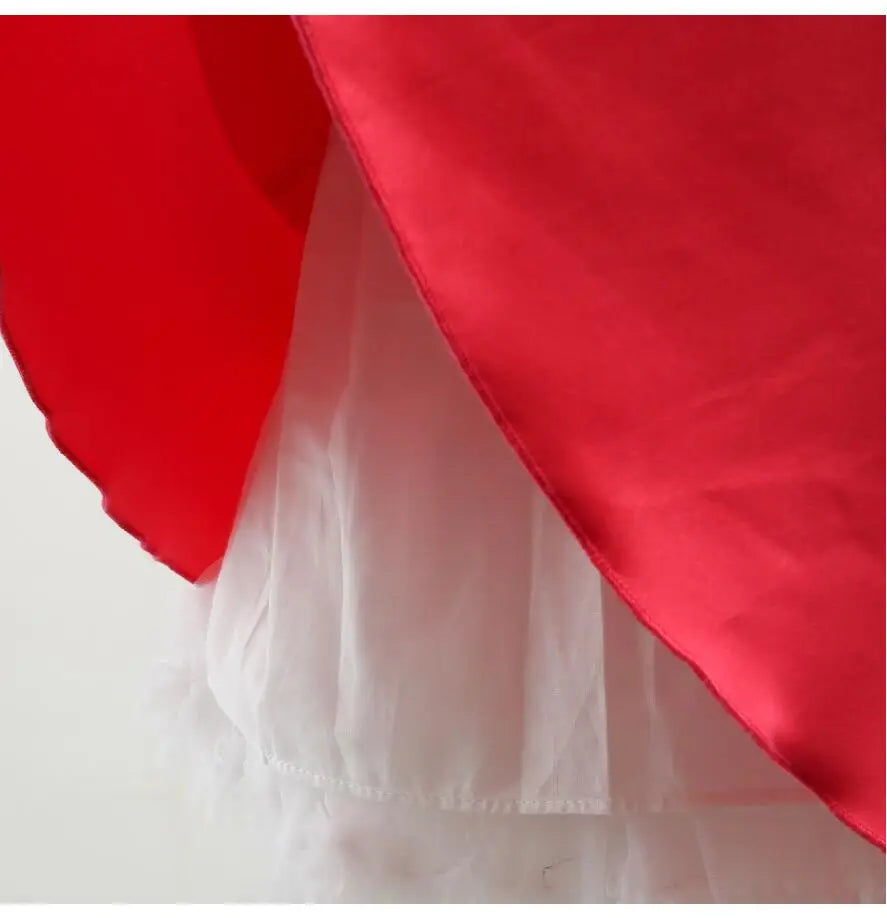 Summer Girls Rose Print Dress Princess Wedding Birthday Party Frocks Satin Children Vestidos Dresses For Girl Christmas Clothing