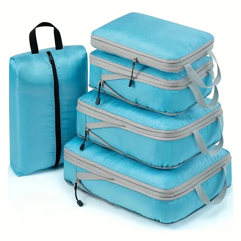 Travel Compression Packing Cubes Suitcase Luggage Organizer Set Zipper Foldable Storage Bag for Clothes Shoes Travel Accessories - AMULET RING STORE