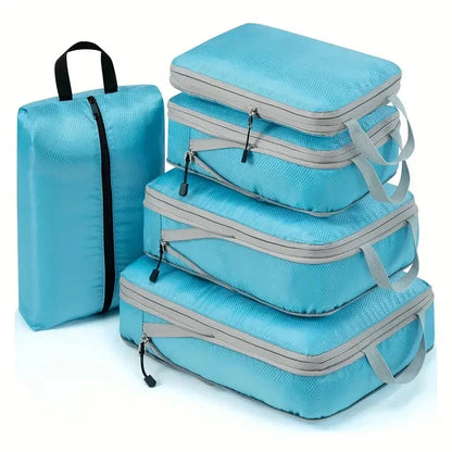 Travel Compression Packing Cubes Suitcase Luggage Organizer Set Zipper Foldable Storage Bag for Clothes Shoes Travel Accessories - AMULET RING STORE