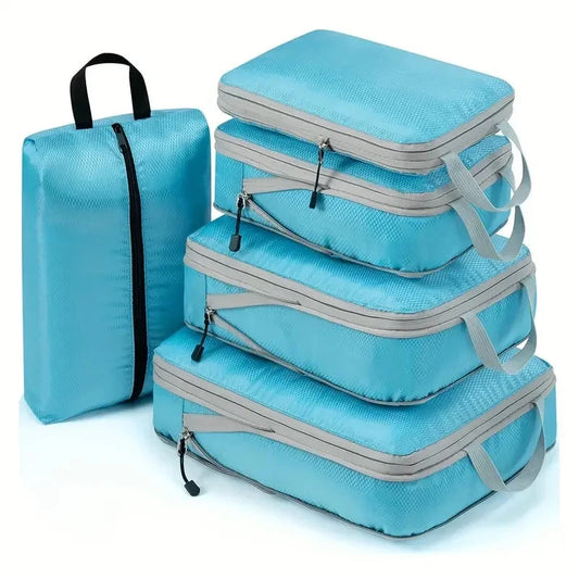 Travel Compression Packing Cubes Suitcase Luggage Organizer Set Zipper Foldable Storage Bag for Clothes Shoes Travel Accessories - AMULET RING STORE