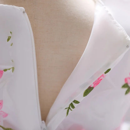 Eu's SWIND Baby Girls Dresses For 1st Birthday Floral Elegant Bow Wedding Party Tutu Gown Girls Pink White Formal Gala Costume