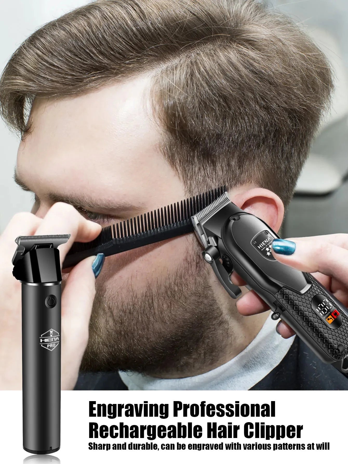 hiena Hair Clipper Kit for Men Electric Shaver Hair Trimmer Professional Cutting Machine Hair Trimmer with LCD Digital Display - AMULET RING STORE
