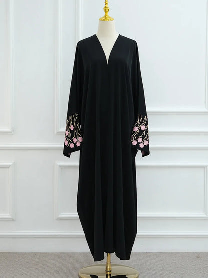 Muslim Women Dubai Abaya luxury embroidery Floral Long Dress Kaftan Flower Ramadan Robe Femme Islam African Dresses Kebaya - AMULET RING STORE