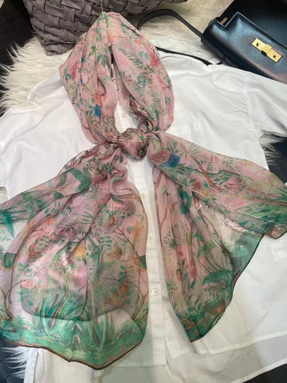 BYSIFA|New Black Pink Peony 100% Silk Shawl Scarf Women Chiffon Long Silk Scarves Cape Summer Foulard Winter Brand Scarves Wraps