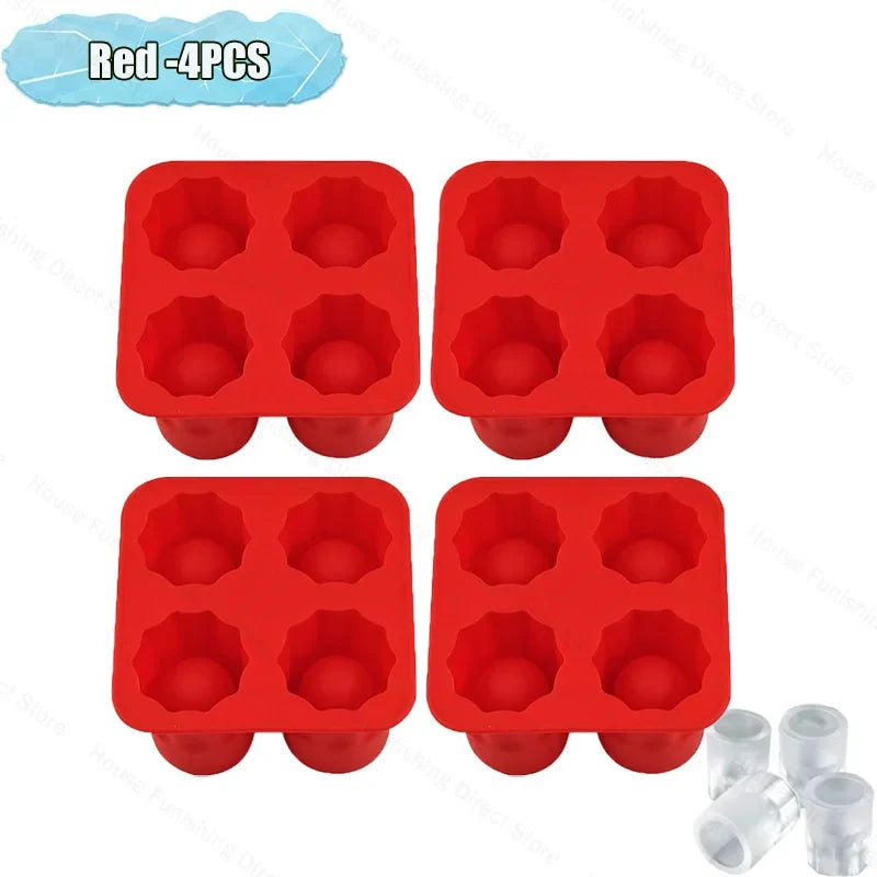 4Cup Shape Silicone Ice Cube Mold Tray for Summer Bar Party DIY Cold Drinks Kitchen Essential Ice Cup Maker Compartment Mold - AMULET RING STORE